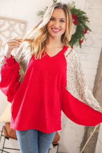 Load image into Gallery viewer, Christmas Red & Gold Crinkle Foil Hacci Dolman Top