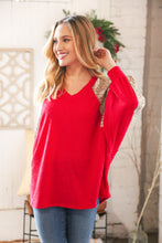 Load image into Gallery viewer, Christmas Red & Gold Crinkle Foil Hacci Dolman Top