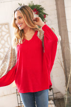 Load image into Gallery viewer, Christmas Red & Gold Crinkle Foil Hacci Dolman Top