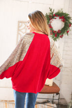 Load image into Gallery viewer, Christmas Red & Gold Crinkle Foil Hacci Dolman Top