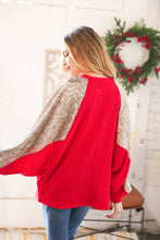Load image into Gallery viewer, Christmas Red & Gold Crinkle Foil Hacci Dolman Top