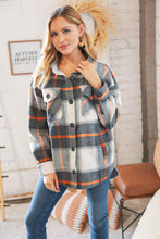 Load image into Gallery viewer, Charcoal Plaid Flannel Button Down Oversized Jacket