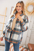 Load image into Gallery viewer, Charcoal Plaid Flannel Button Down Oversized Jacket