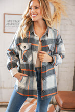 Load image into Gallery viewer, Charcoal Plaid Flannel Button Down Oversized Jacket