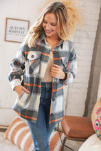 Load image into Gallery viewer, Charcoal Plaid Flannel Button Down Oversized Jacket