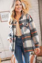 Load image into Gallery viewer, Charcoal Plaid Flannel Button Down Oversized Jacket