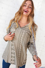 Load image into Gallery viewer, Aztec and Leopard Print Drawstring Rib Hoodie