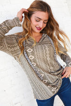 Load image into Gallery viewer, Aztec and Leopard Print Drawstring Rib Hoodie