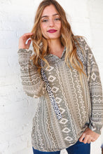 Load image into Gallery viewer, Aztec and Leopard Print Drawstring Rib Hoodie