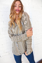Load image into Gallery viewer, Aztec and Leopard Print Drawstring Rib Hoodie
