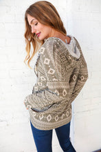 Load image into Gallery viewer, Aztec and Leopard Print Drawstring Rib Hoodie