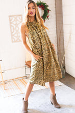 Load image into Gallery viewer, Animal Foil Halter Back Tie Lined Holiday Dress