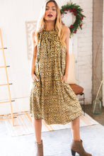 Load image into Gallery viewer, Animal Foil Halter Back Tie Lined Holiday Dress