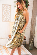 Load image into Gallery viewer, Animal Foil Halter Back Tie Lined Holiday Dress
