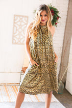 Load image into Gallery viewer, Animal Foil Halter Back Tie Lined Holiday Dress