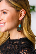 Load image into Gallery viewer, Western Brn/Burgundy Boho Stone & Wood Pendant Earrings