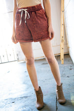 Load image into Gallery viewer, Rust Cotton Light-Wash Drawstring Cuffed Shorts