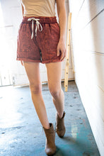 Load image into Gallery viewer, Rust Cotton Light-Wash Drawstring Cuffed Shorts