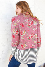 Load image into Gallery viewer, Mauve Floral Stripe Color Block Turtleneck