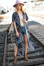 Load image into Gallery viewer, Navy Paisley Boho Rayon Challis Maxi Cardigan