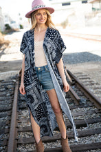 Load image into Gallery viewer, Navy Paisley Boho Rayon Challis Maxi Cardigan