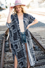 Load image into Gallery viewer, Navy Paisley Boho Rayon Challis Maxi Cardigan