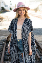 Load image into Gallery viewer, Navy Paisley Boho Rayon Challis Maxi Cardigan