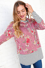 Load image into Gallery viewer, Mauve Floral Stripe Color Block Turtleneck