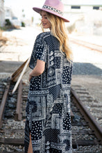 Load image into Gallery viewer, Navy Paisley Boho Rayon Challis Maxi Cardigan