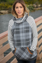 Load image into Gallery viewer, Grey Plaid Elbow Pad Hoodie
