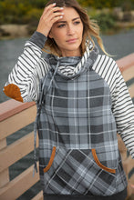 Load image into Gallery viewer, Grey Plaid Elbow Pad Hoodie