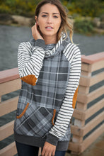 Load image into Gallery viewer, Grey Plaid Elbow Pad Hoodie