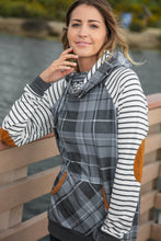 Load image into Gallery viewer, Grey Plaid Elbow Pad Hoodie