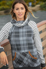 Load image into Gallery viewer, Grey Plaid Elbow Pad Hoodie