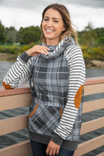 Load image into Gallery viewer, Grey Plaid Elbow Pad Hoodie