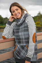 Load image into Gallery viewer, Grey Plaid Elbow Pad Hoodie