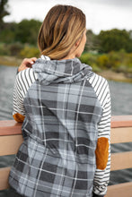 Load image into Gallery viewer, Grey Plaid Elbow Pad Hoodie