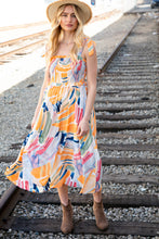 Load image into Gallery viewer, Multicolor Shoulder Tie Smocked Ruffle Lined Maxi Dress