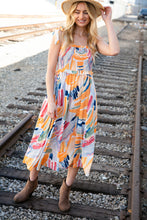 Load image into Gallery viewer, Multicolor Shoulder Tie Smocked Ruffle Lined Maxi Dress