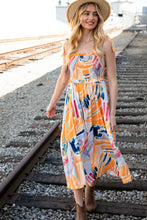 Load image into Gallery viewer, Multicolor Shoulder Tie Smocked Ruffle Lined Maxi Dress