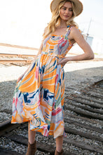 Load image into Gallery viewer, Multicolor Shoulder Tie Smocked Ruffle Lined Maxi Dress