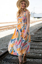 Load image into Gallery viewer, Multicolor Shoulder Tie Smocked Ruffle Lined Maxi Dress