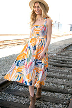 Load image into Gallery viewer, Multicolor Shoulder Tie Smocked Ruffle Lined Maxi Dress