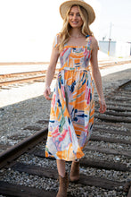 Load image into Gallery viewer, Multicolor Shoulder Tie Smocked Ruffle Lined Maxi Dress