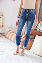 Load image into Gallery viewer, Blue Denim High Rise Button Fly Ankle Jeans