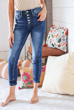 Load image into Gallery viewer, Blue Denim High Rise Button Fly Ankle Jeans