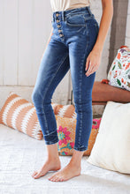 Load image into Gallery viewer, Blue Denim High Rise Button Fly Ankle Jeans