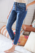 Load image into Gallery viewer, Blue Denim High Rise Button Fly Ankle Jeans
