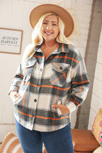 Load image into Gallery viewer, Charcoal Plaid Flannel Button Down Oversized Jacket