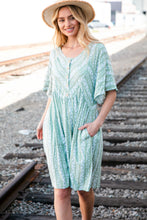 Load image into Gallery viewer, Sage Floral Stripe Yoke Woven Dress with Pockets
